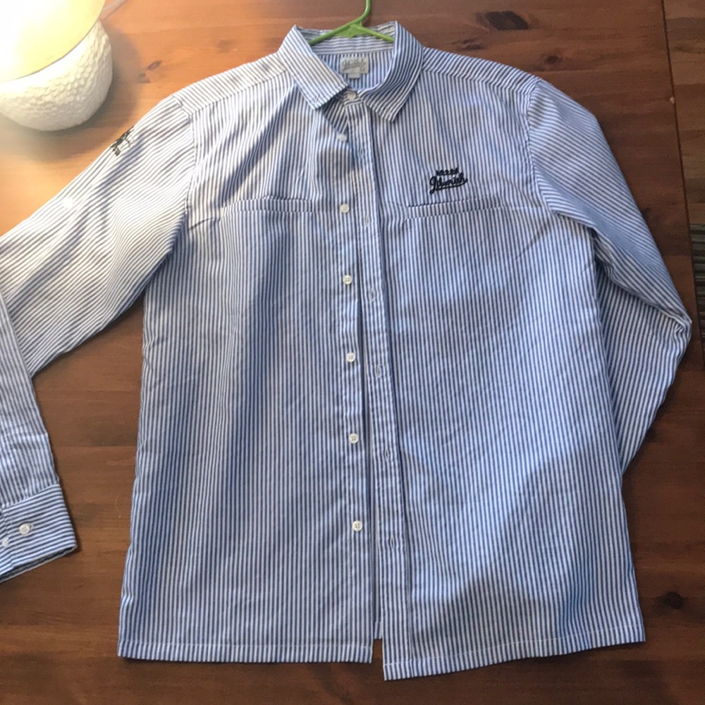 CCO SALE!Jiberish blue/white pin striped button up